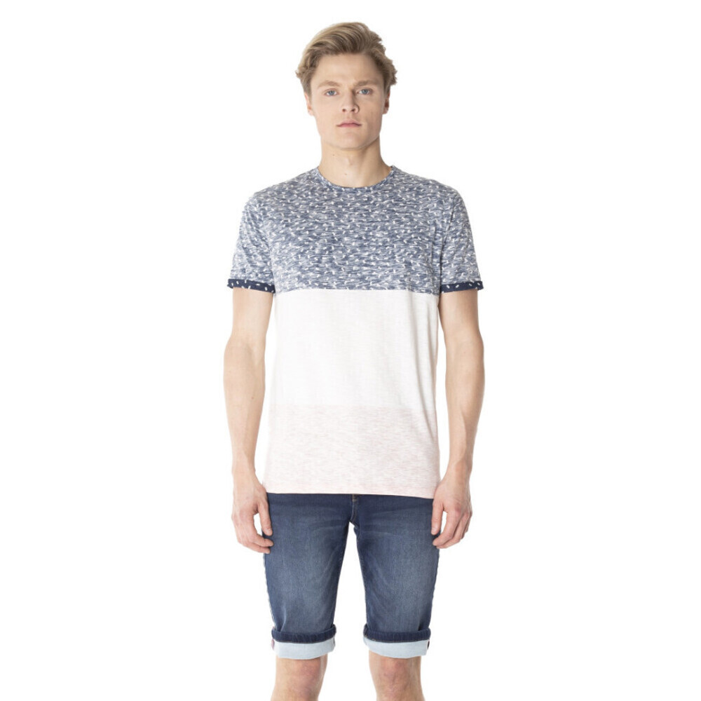 Point Zero Men's Reversed Print T-Shirt In Navy/White/Red Size M